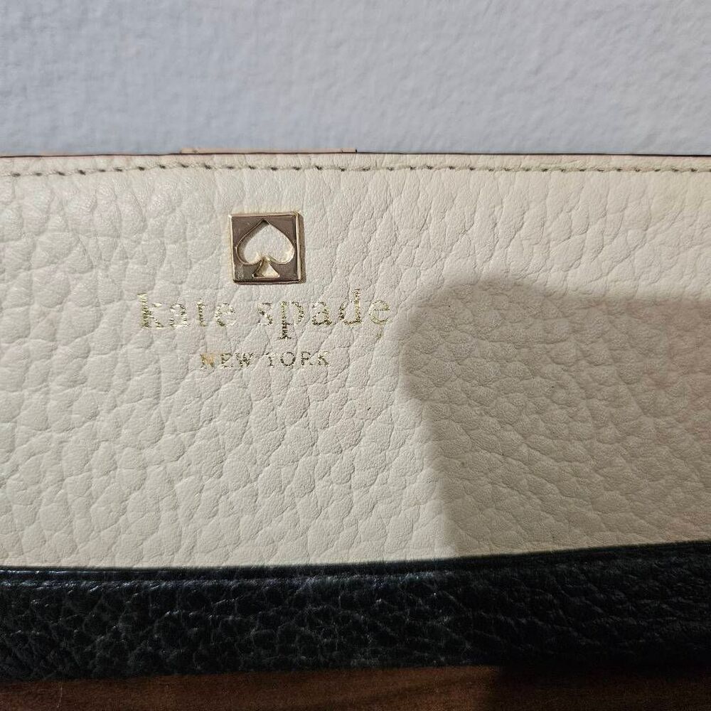 Kate Spade Colorblock Continental Wallet Leather Clutch Beige Black